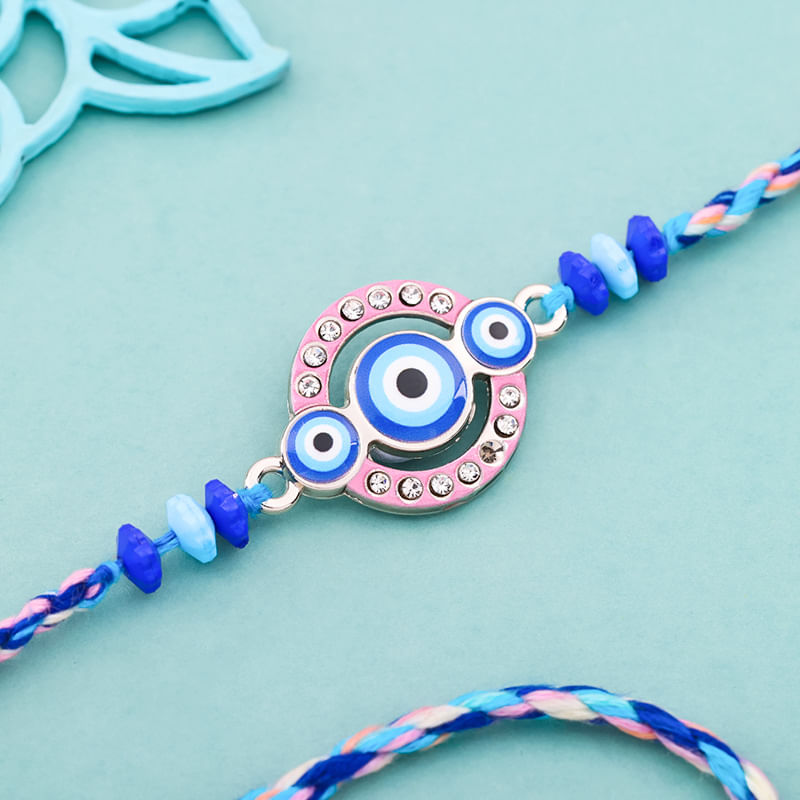 Blue Beaded Evil Eye Rakhi