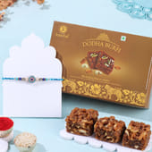 Evil Eye Beaded Rakhi With Dodha Burfi