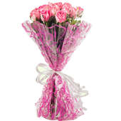 20 Pink Roses Bouquet with Front View