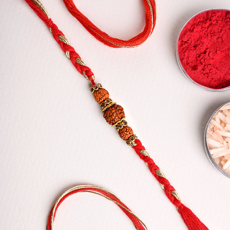 Spiritual Rudraksha Beads Rakhi - Send Rakhi to USA