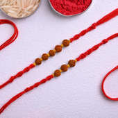 Buy Rudraksh Rakhi For Brother Online - Dual Rudraksha Handwoven Red Thread Rakhis