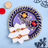 Set Of Two Divine Rakhis With Tikka Thali