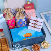 Set of 3 Divine Rakhi with Sweet And Nutty Delights Gift Box