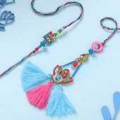 Premium Stone And Tassel Bhaiya Bhabhi Rakhi Set