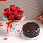 Chocolate Truffle Cake with Roses 