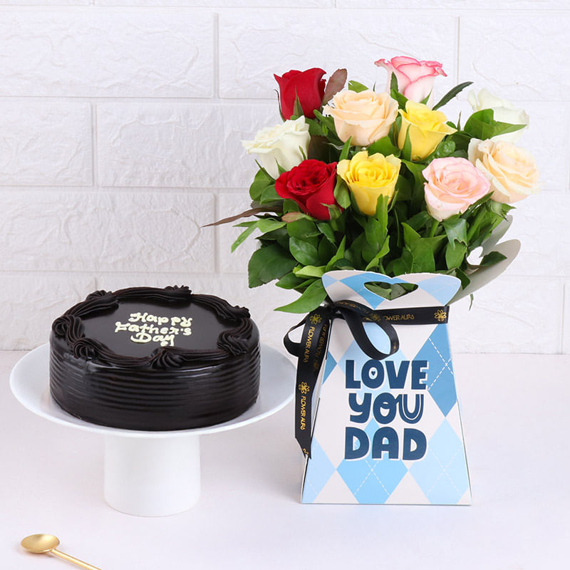 Sweet Rose Affection with Chocolate Cake