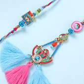 Premium Stone And Tassel Bhaiya Bhabhi Rakhi Set