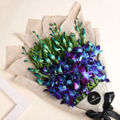 5 Blue Orchids In Jute