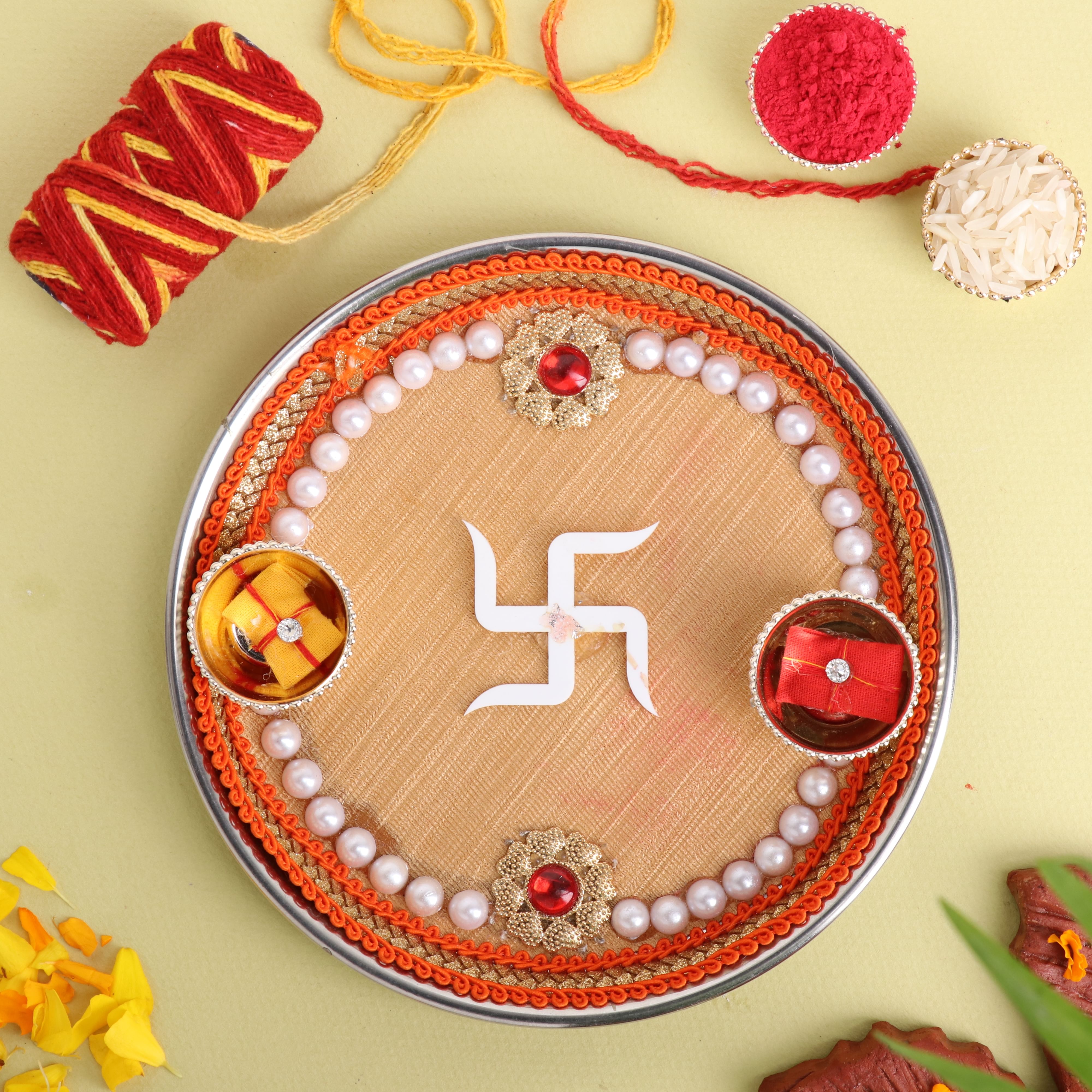 Pearls Swastik Thali