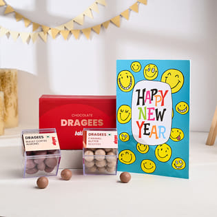 Happy New Year Card N Choco Dragees Duo-UAE