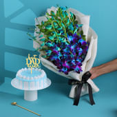 Enigmatic Orchids With Blue Choco Cake