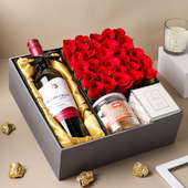 Roses With Choco Almonds N Candle - Gift Combo Online