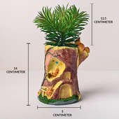 Lifelike Asparagus Marry in Engraved Tree Trunk Planter