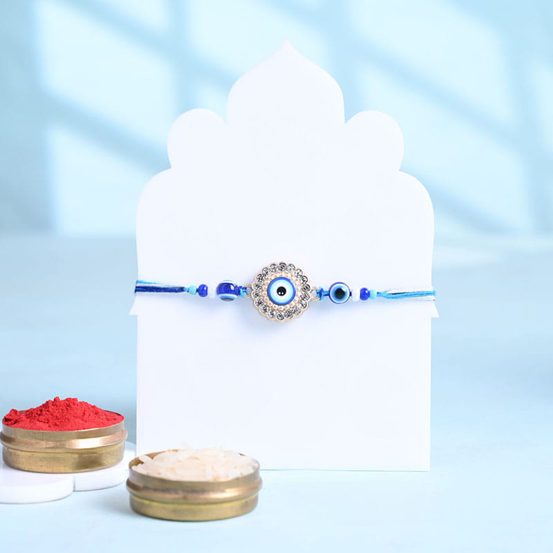 Designer Evil Eye Rakhi With Almonds N Cashews