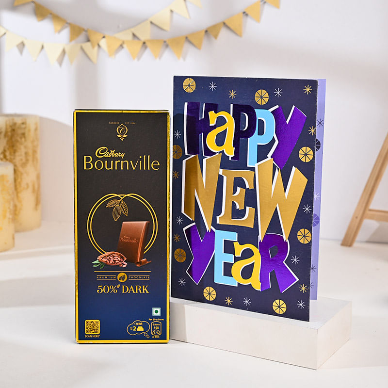 Happy New Year Card With Dark Chocolate-UAE