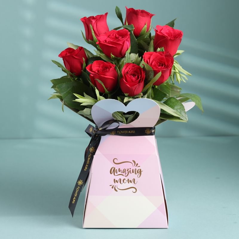 8 Red Roses In Mothers Day Box