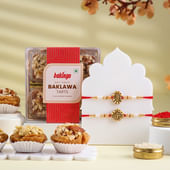 Two Golden Om Rakhis With Baklawa Tarts