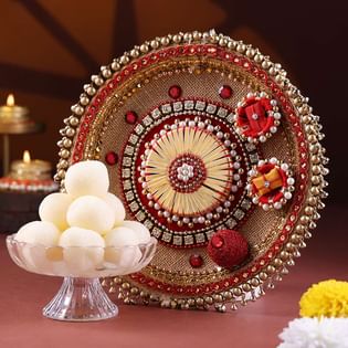 Festive Pooja Thali With Rasgullas