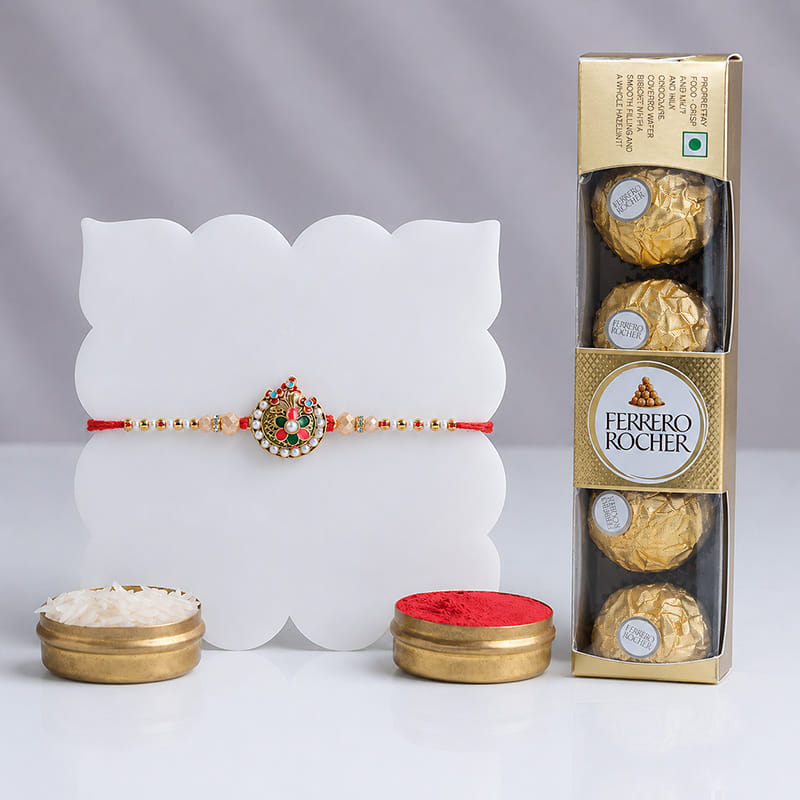 Enchanting Evil Eye Rakhi With Jade Plant