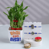 Silver Charm Rakhis Duo With Bamboo Plant