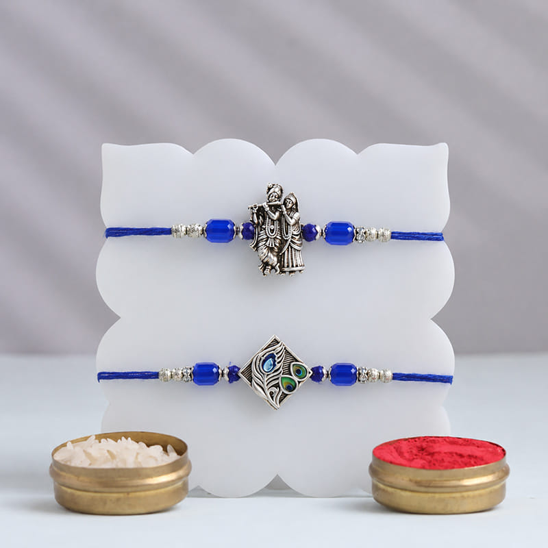 Silver Charm Rakhis Duo With Bamboo Plant