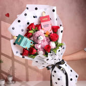 Blush Teddy Rose Treat Bouquet MKTPLC