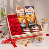 Crimson Blooms N Gourmet Delights Hamper MKTPLC