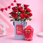 Sweet Love Roses with KitKat n Popup Card MKTPLC