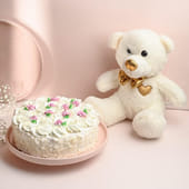 Enchanted White Forest Cake With Teddy Combo MKTPLC