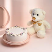 Vanilla Cake With Plush Teddy Bear MKTPLC
