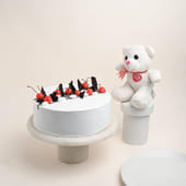Black Forest Cherries Cake N Cute Teddy Duo MKTPLC