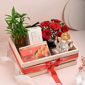 Bamboo N Roses With Motichoor Ladoo Candle N Lord Ganesha MKTPLC