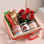 Radiant Roses With Cookies Mug N Nuts MKTPLC