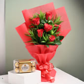 Scarlet Roses Wrapped with Ferrero Delight MKTPLC