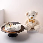 Eggless Choco Vanilla Cake With Pristine Teddy MKTPLC