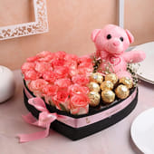 Pink Delight Heart Box Hamper MKTPLC