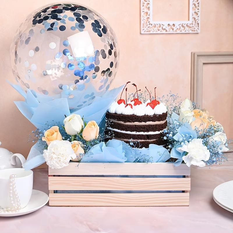 Order Peppy Flowery Cake Basket 