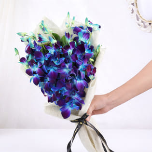 Blue 6 Orchid Jute Bouquet