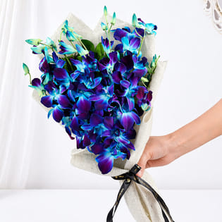 Blue 6 Orchid Jute Bouquet
