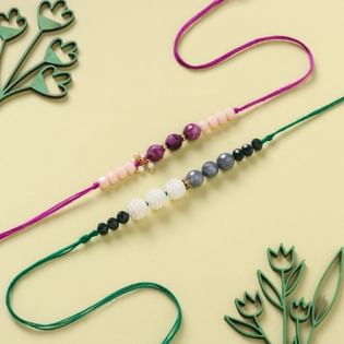 Set of 2 Green N Purple Beads Rakhi