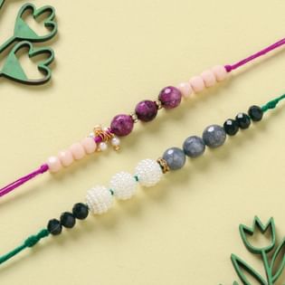 Set of 2 Green N Purple Beads Rakhi