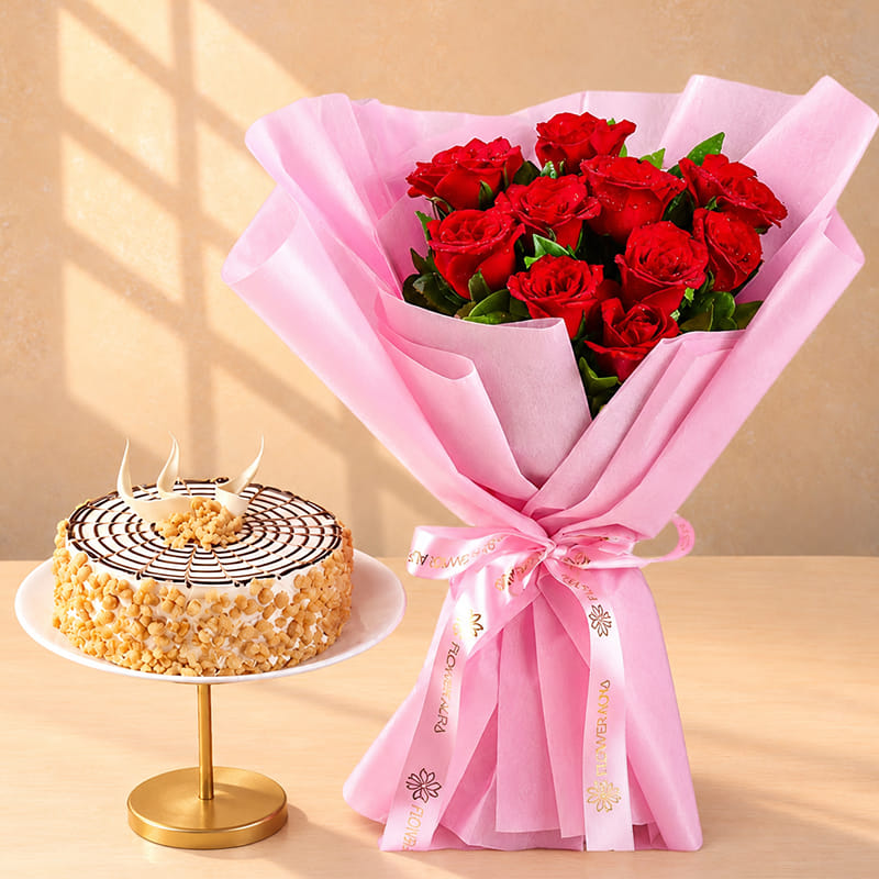 Combo of Roses N Butterscotch Cake