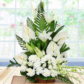 Mixed White Flowers in Basket