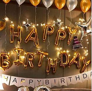 Classy Birthday Balloon Decor: Happy Birthday Golden Foil Balloons