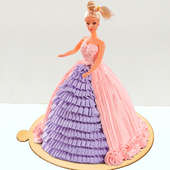 Barbie Theme Fondant Cake For Girl Birthday