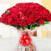150 Red Roses Bunch with Front View