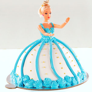 Blue Barbie Theme Cream Cake for Baby Girl