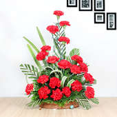 25 Red Carnations in Basket