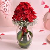 Passionate Glass Vase Red Flower for Lovers Day