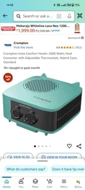 Crompton Insta Comfort Heater For Vectus